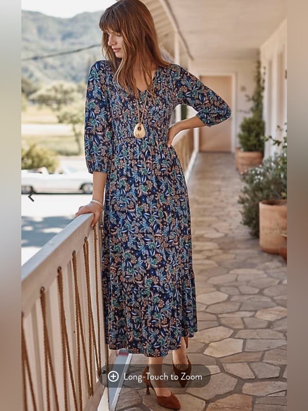 J. Jill Tiered Flounced-Hem Midi Dress in Black Garden Floral Pattern Size Large